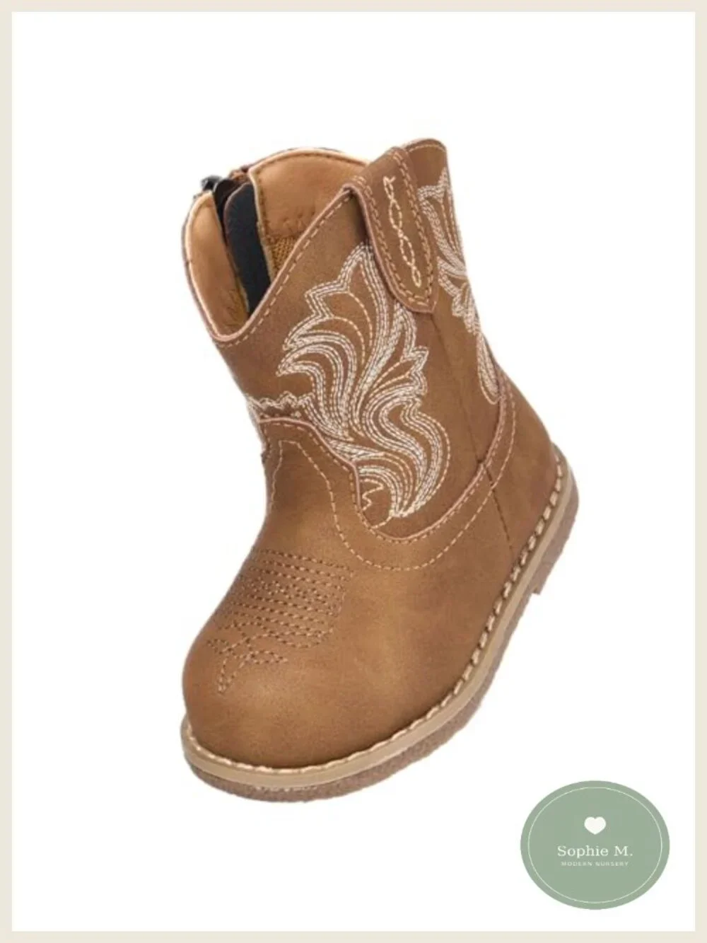 Toddler Cowgirl Boots Round Toe Non-Slip Waterproof Microfiber PU Leather